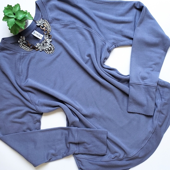 ATHLETA Mindset Sweatshirt in Tempest Violet Grey Purple Tulip Hem Size Medium - Picture 1 of 12